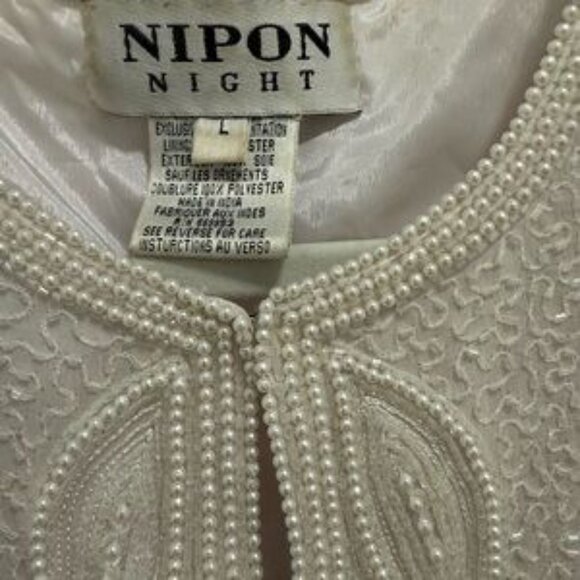 VINTAGE Nipon Boutique Cream Beaded Jacket - Picture 3 of 6